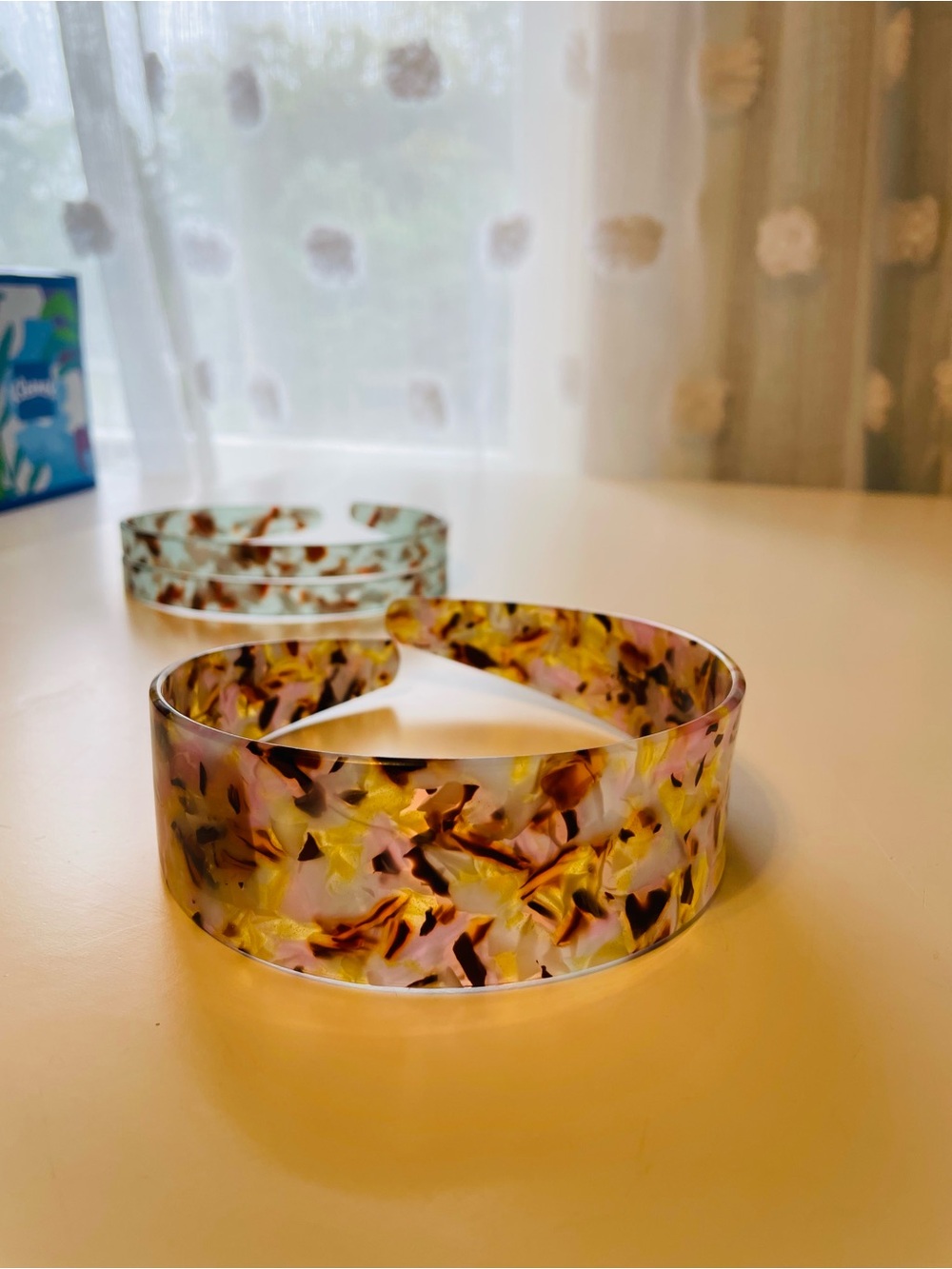 Anthropologie Resin Headbands - Pink & Yellow set of 2